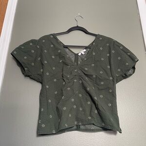 Madewell Dark Green Floral Blouse